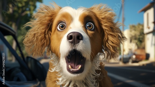 Portrait of shocked dog on the street © senadesign