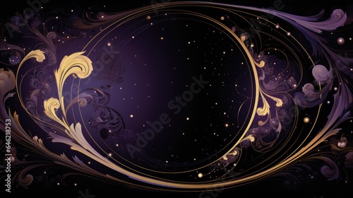 Purple Space background. Abstract cosmic backdrop with nebula stars. Horizontal modern design for flyers, cards, web banners, wallpaper, greeting invitation card, brochure, poster.