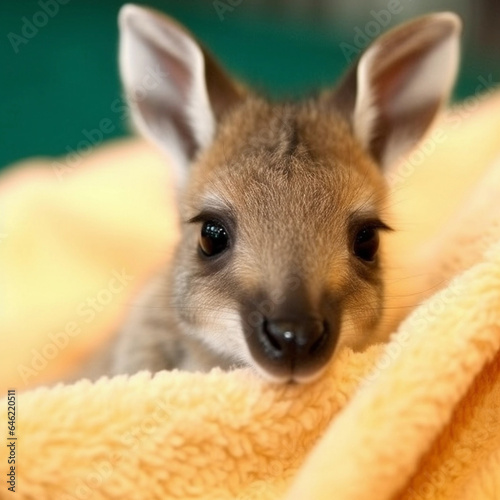 closeup shot of a baby wallaby photo