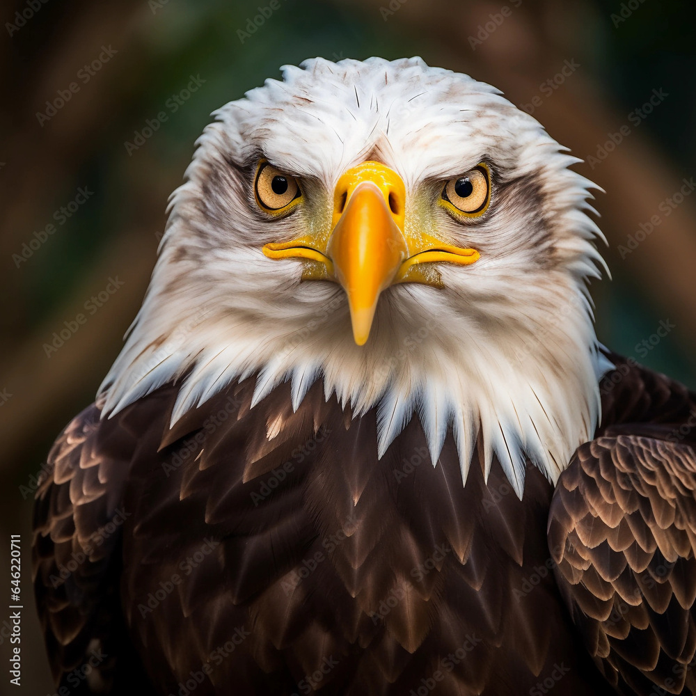 Naklejka premium closeup shot of a beautiful bald eagle