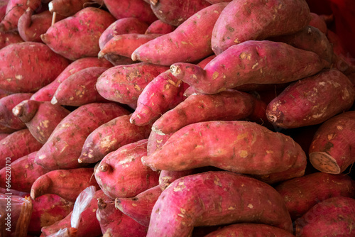 Raw Purple sweet potato background.