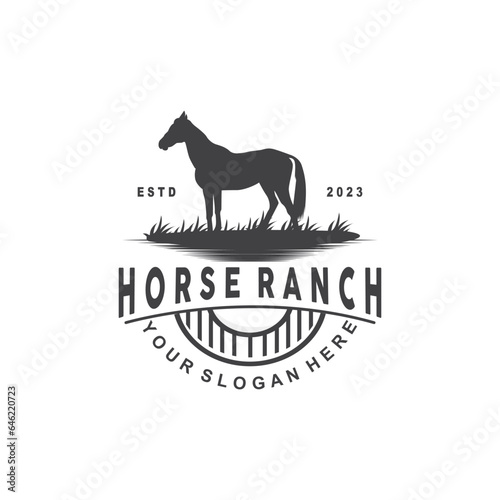 Horse Logo, West Country Farm Ranch Cowboy Logo Design, Simple Illustration Template