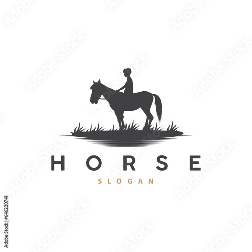 Horse Logo, West Country Farm Ranch Cowboy Logo Design, Simple Illustration Template