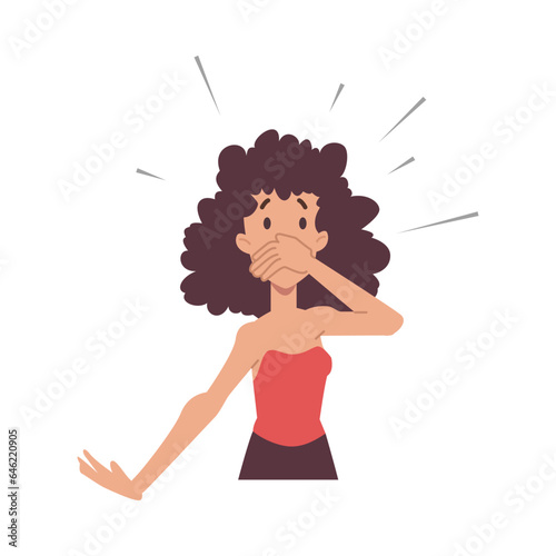 Surprised people covers mouth with hand flat style, vector illustration