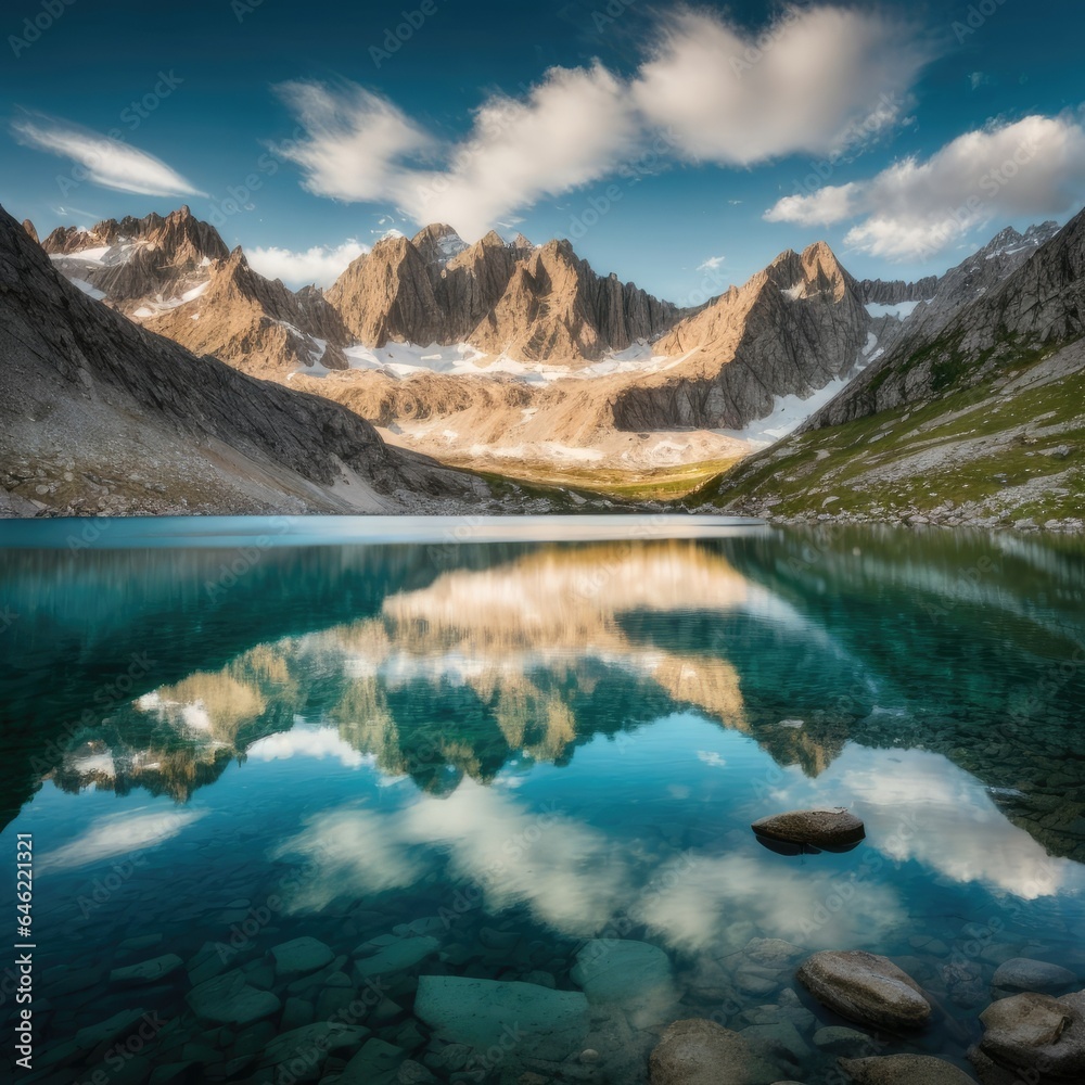Alpine Lake Reflections for Presentations, Generative AI
