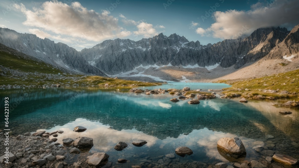 Alpine Lake Crystal Clear Reflections, Generative AI