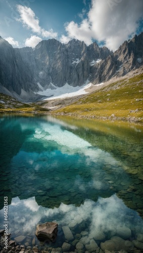 Alpine Lake Reflections at Twilight  Generative AI