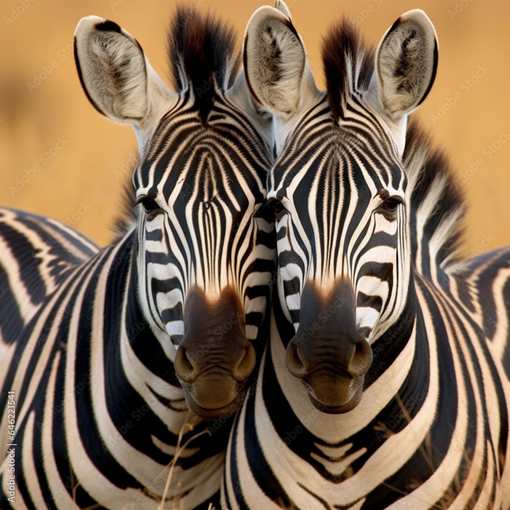 Fototapeta premium closeup shot of two zebras