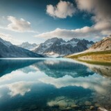 Alpine Lake Views: Serene Backgrounds, Generative AI