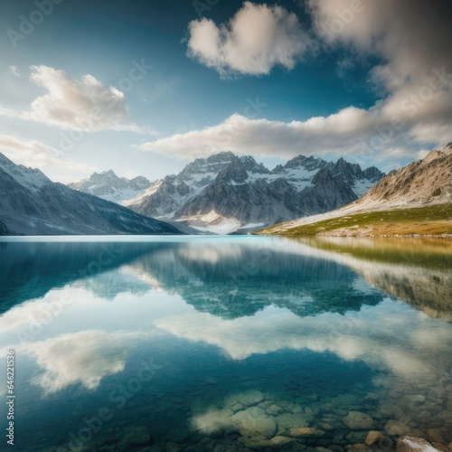 Alpine Lake Views  Serene Backgrounds  Generative AI