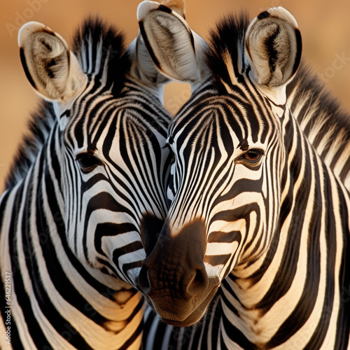 closeup shot of two zebras