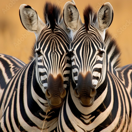 closeup shot of two zebras