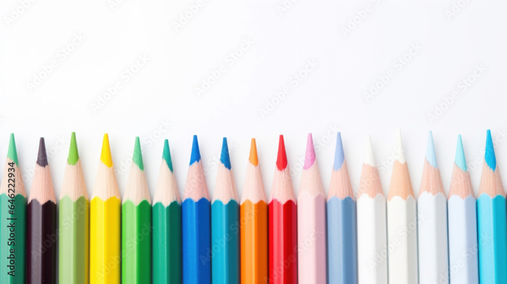 Close up colorful pencil on white background Close up colorful pencil on white background