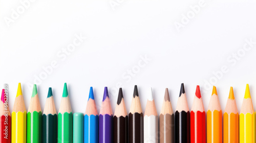 Close up colorful pencil on white background