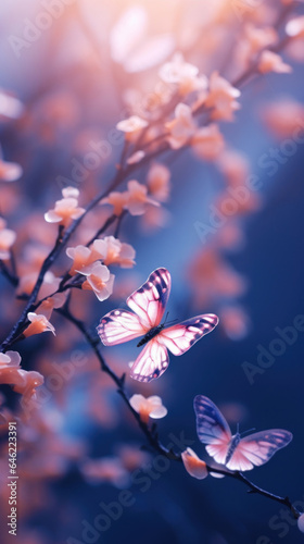 Little butterfly with pink flowers.
