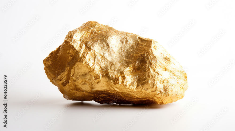 Closeup of big gold nugget on white background Closeup of big gold nugget on white background