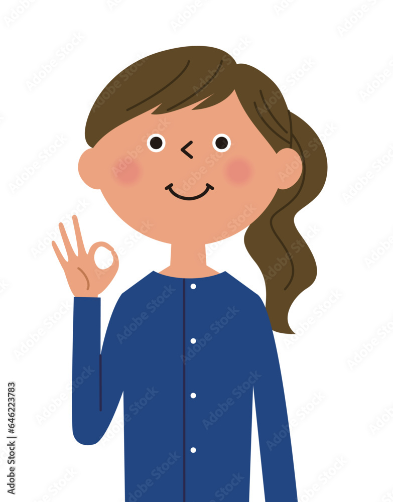 OKサインを出す若い女性 OKサインを出す若い女性