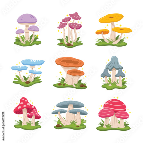 Set of mushroom illustration vector