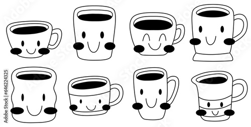 Cute coffee hand drawn vector cartoon hand drawn style.