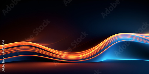 Blue And Orange Curved Lines Background In 3d,,,,,, Shiny Wave PNG, Vector And Transparent Clipart Image 