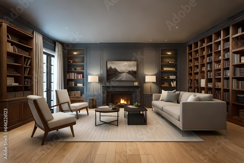modern living room with fireplace © Rai