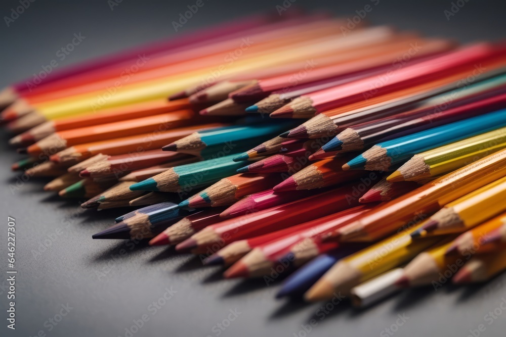Colored pencils on a gray background Colored pencils on a gray background