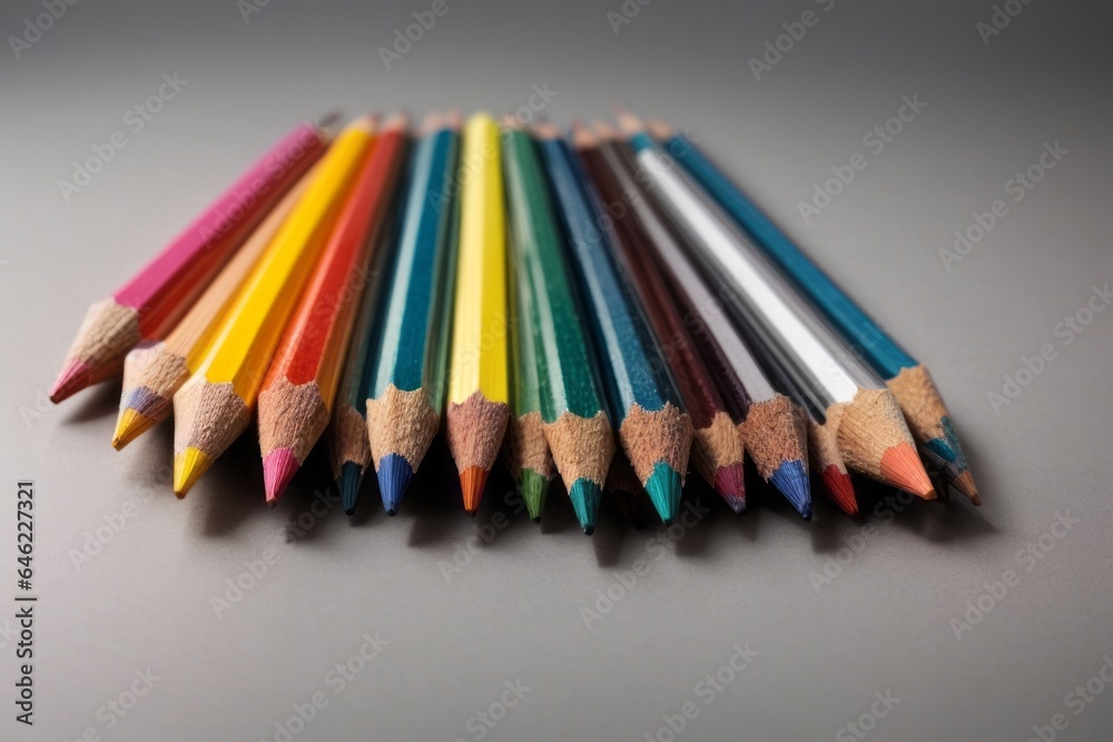 Colored pencils on a gray background Colored pencils on a gray background