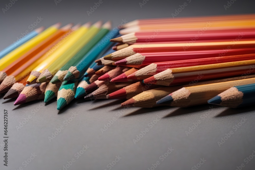 Colored pencils on a gray background Colored pencils on a gray background