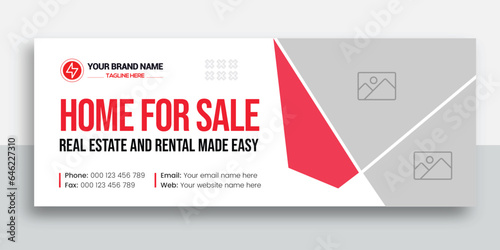 Real estate web banner and social media facebook cover template