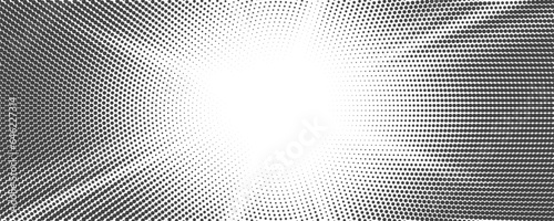 Sun rays halftone background. White and grey radial abstract comic pattern. Vector explosion abstract manga backdrop
