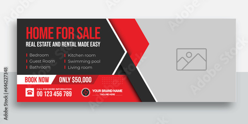 Real estate web banner and social media facebook cover template