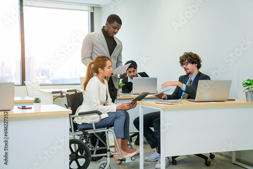 Multiracial business people having meeting and brainstorming discussed about work in conference room in the creative office.