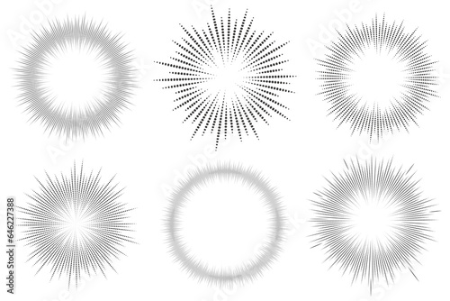 Circle sound wave. Audio music equalizer. Round circular icons set. Spectrum radial pattern and frequency frame. Vector design