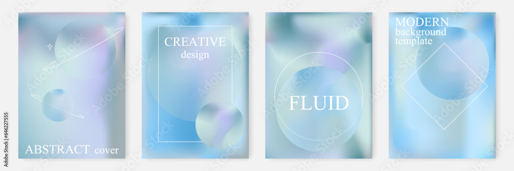 Fototapeta premium Minimalist Cover Set with Abstract Gradient Fluid Textures, Shapes. Minimalist Trendy Contemporary Design Perfect for Wall Art, Prints, Social Media, Posters, Invitations, Branding Design.