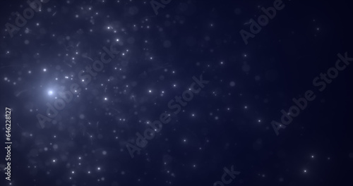 Abstract white energy particles and dots glowing flying sparks festive with bokeh effect and blur background