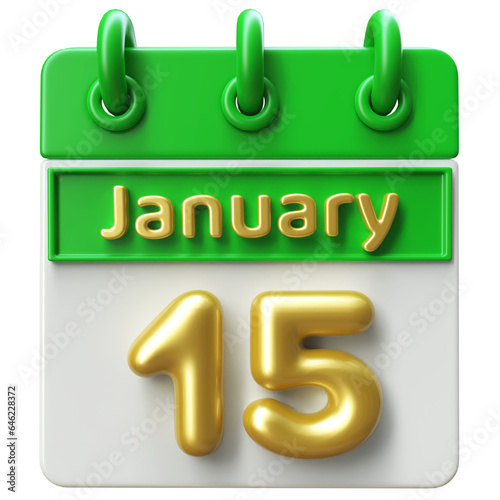 15th January - Icon 3d Calendar of Day