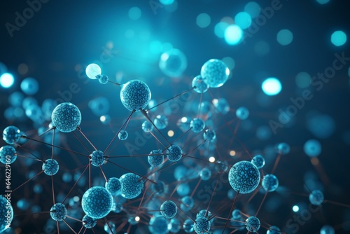molecular Microbiologie 3D, Abstract spheres molecular structure neural network, 