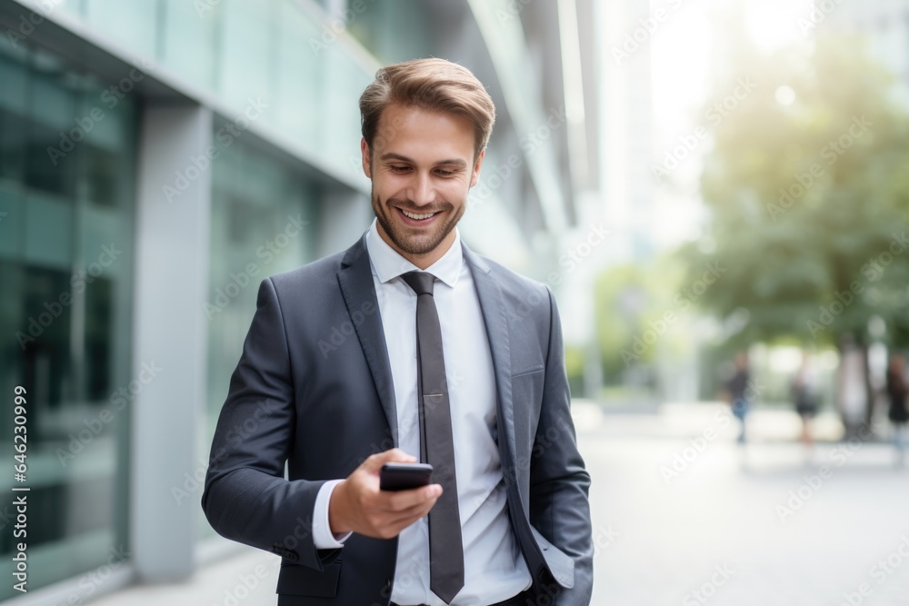 Young urban professional business man using smartphone. Businessman holding mobile smartphone using app texting sms message outdoor. Young urban professional business man using smartphone. Businessman holding mobile smartphone using app texting sms message outdoor.