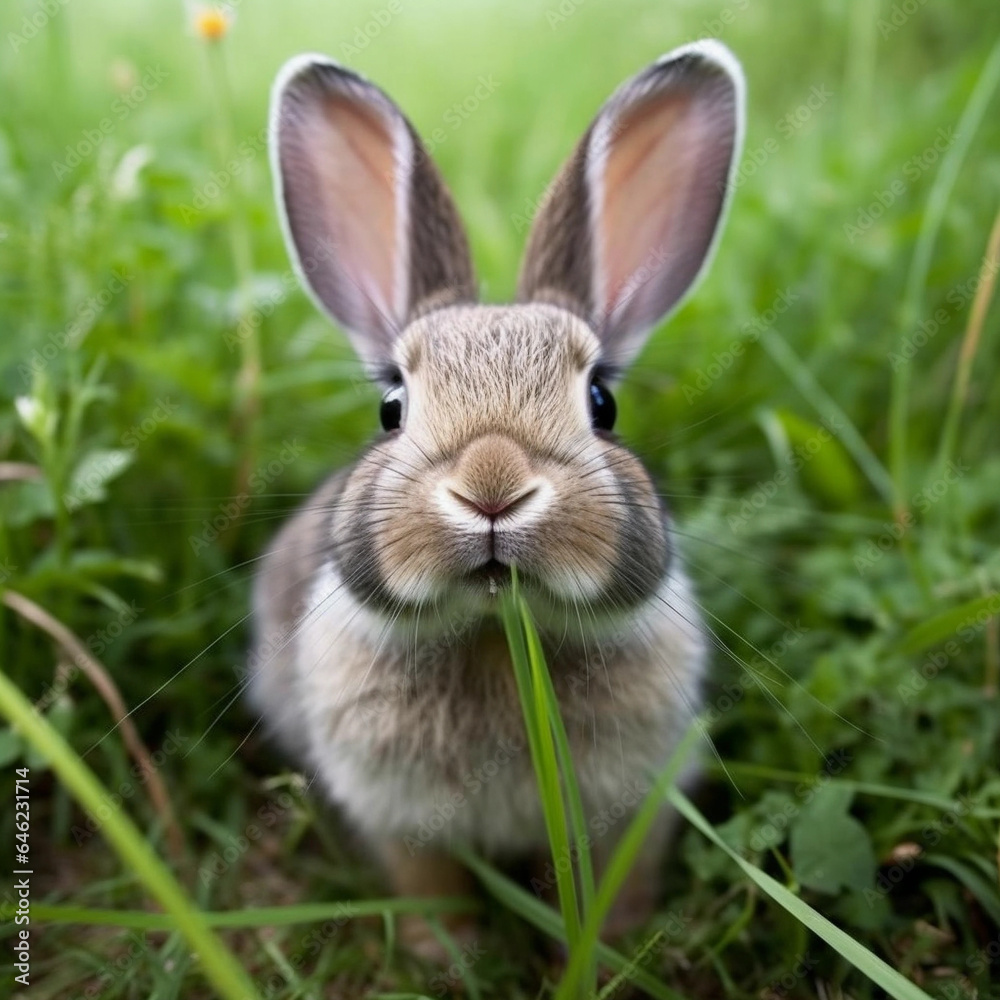 Portrait of a cute fluffy gray rabbit Portrait of a cute fluffy gray rabbit