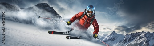 Alpine skiing sport banner