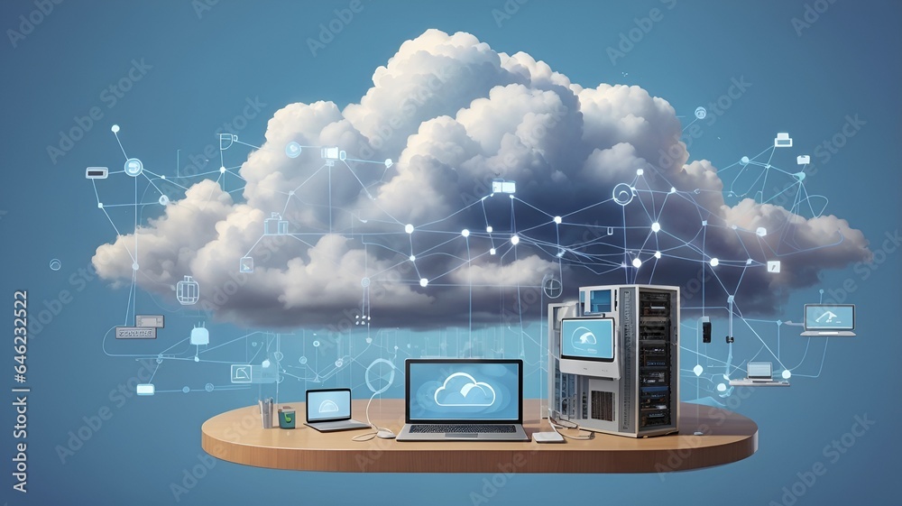 cloud computing icon and table for technology cloud computing for data ...