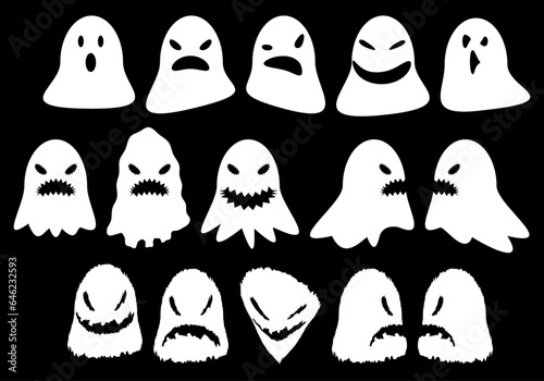 Hoja de iconos de fantasmas para Halloween, de menos a más tenebrosos