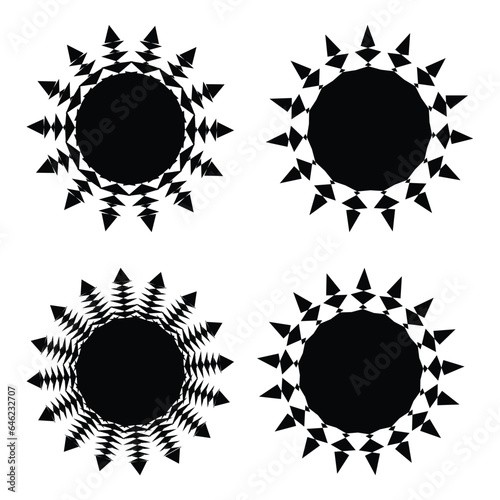 Diffrent stars set: black color assets for Christmas stars, festival celebrations, web or game design, and app icons. Vector basic shapes. retro stars. Flat vector design elements.