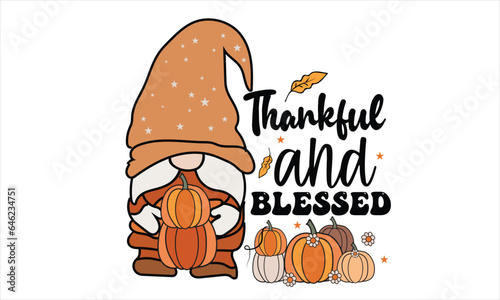 Thankful and Blessed Retro T-Shirt Design