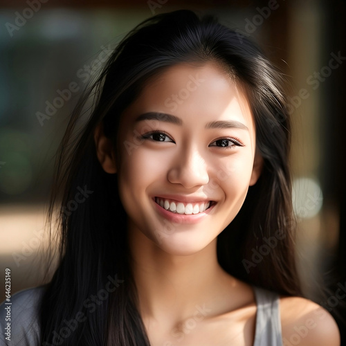 portrait of a beautiful asian woman. smiling 
