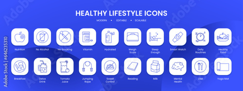 Healthy lifestyle icon collection with black filled line outline style. lifestyle, healthy, fitness, diet, health, exercise, sport. Vector Illustration