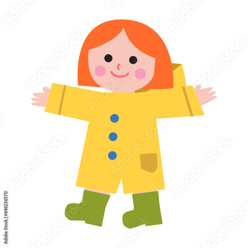 Girl with raincoat flat illustration