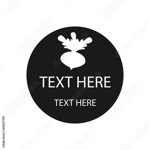 Beet white silhouette with leaves. Round shape vector in minimal simple flat style. 