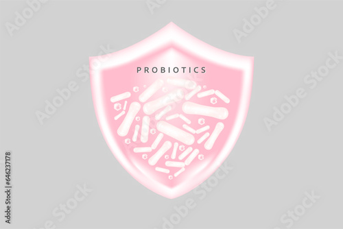 Probiotic and Hyaluronic acid skin solutions ad, pink collagen, and vitamin serum symbol with cosmetic advertising background ready to use illustration vector.