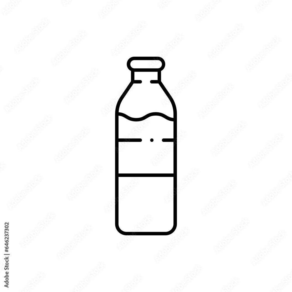 Mineral water healthy lifestyle icon with black outline. water, mineral, fresh, liquid, drink, transparent, natural. Vector illustration